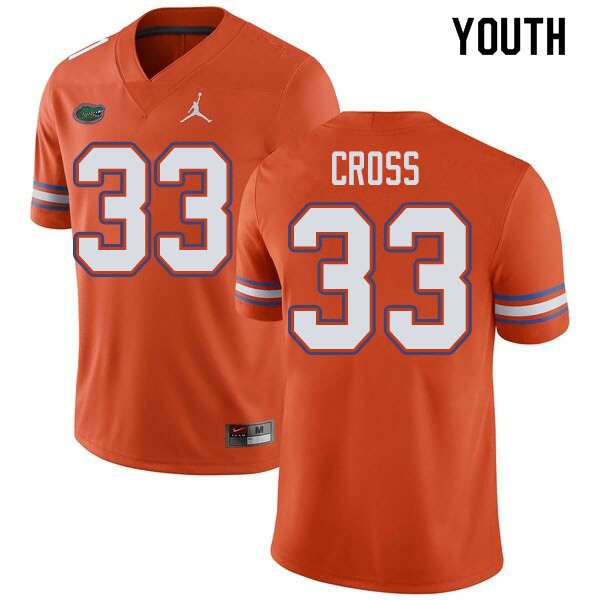 NCAA Florida Gators Daniel Cross Youth #33 Jordan Brand Orange Stitched Authentic College Football Jersey DXD2364YT